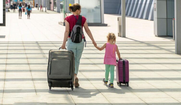 mother and daughter at the airport