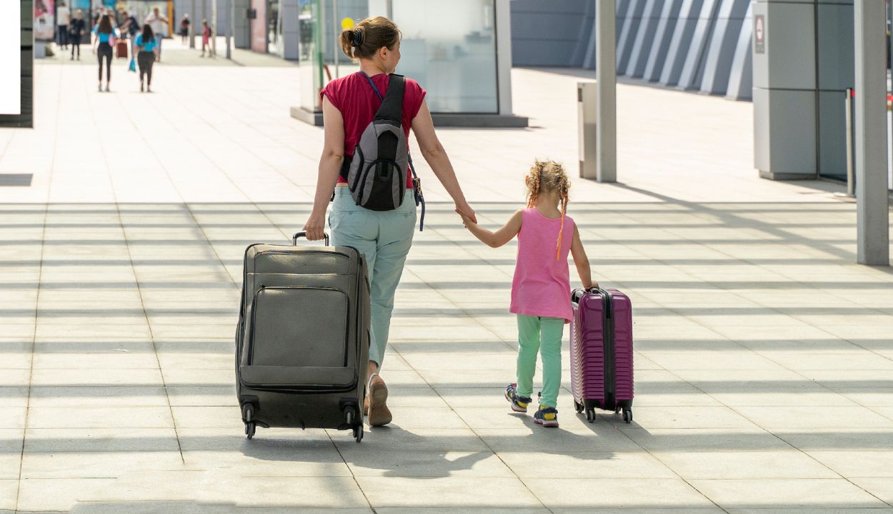 mother and daughter at the airport