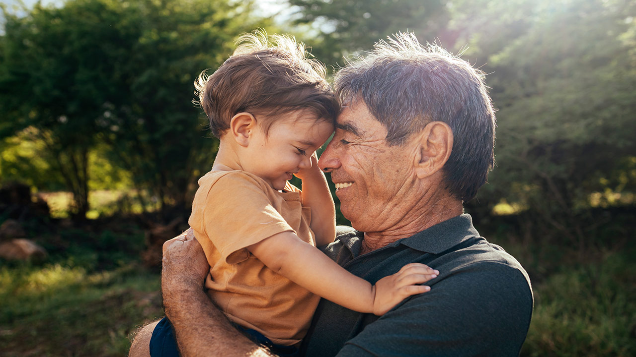 grandfather with toddler