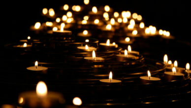 candles burning in the dark