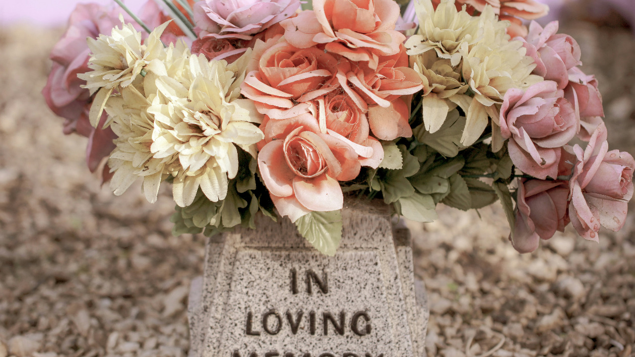 flowers at grave