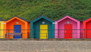 colorful tiny beach homes