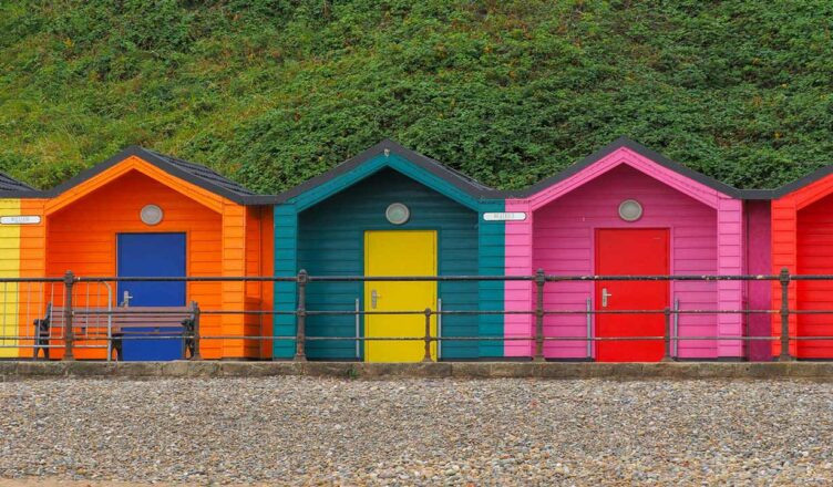 colorful tiny beach homes