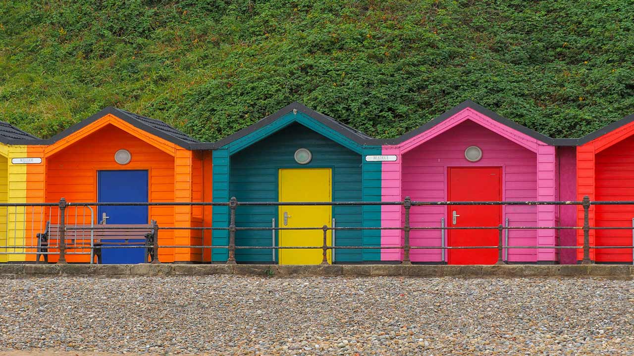 colorful tiny beach homes