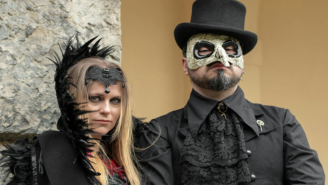 gothic dressed party goers