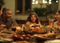 happy family enjoying rosh hashanah dinner