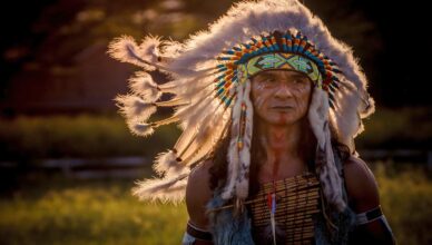 native american man in traditional headdress