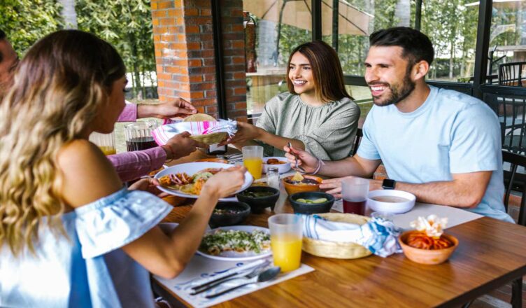 friends eating mexican food